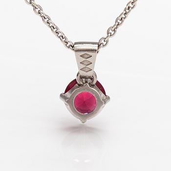 A platinum necklace with a red spinel. Papaja, Helsinki.