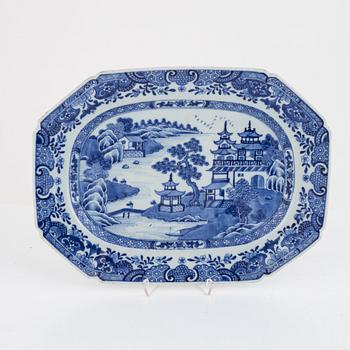 Three blue and white porcelain serving dishes, China, Qianlong (1736-95).