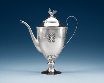 712. A Swedish 19th century silver coffee-pot, makers mark of Adolf Zethelius, Stockholm 1814.