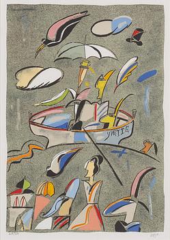 Madeleine Pyk, "Tusen dagar och en dröm"  with four colour lithographs and a book.