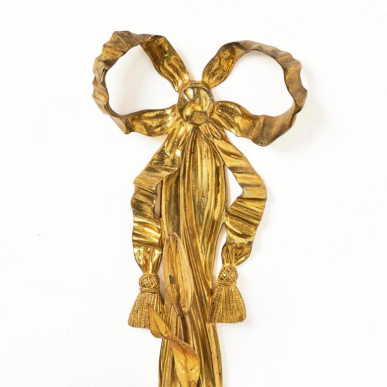 A pair of gilt bronze two-branch appliques after F. L. Rung, late 19th century,