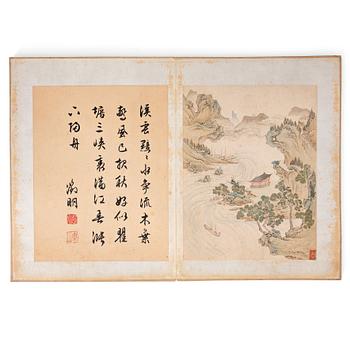 935. ALBUM, med 16 blad, i Wen Zhengmings stil (1470–1559). Qingdynastin, 1800-tal.