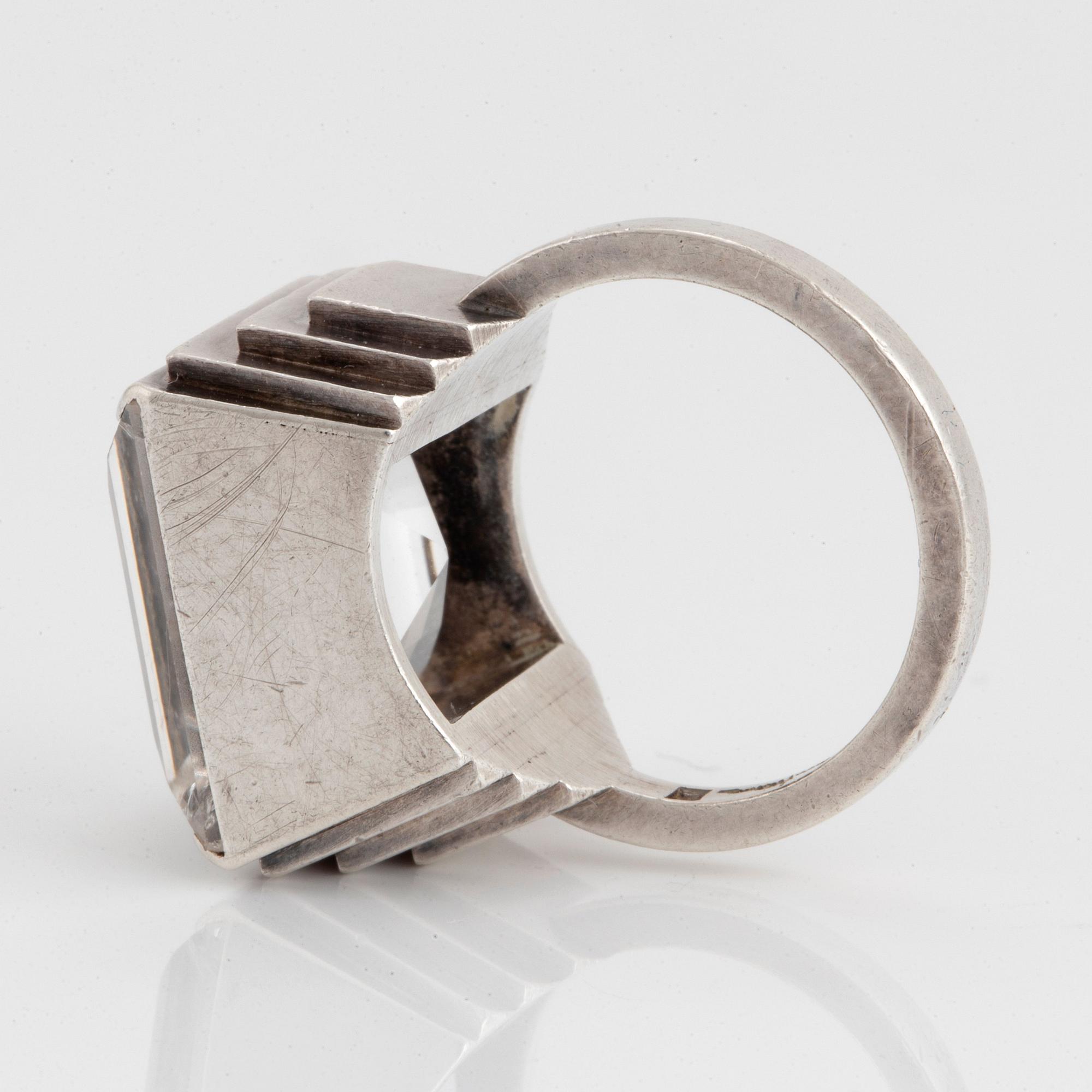 Wiwen Nilsson, a sterling silver ring with a facet cut rock crystal, Lund, Sweden 1965.