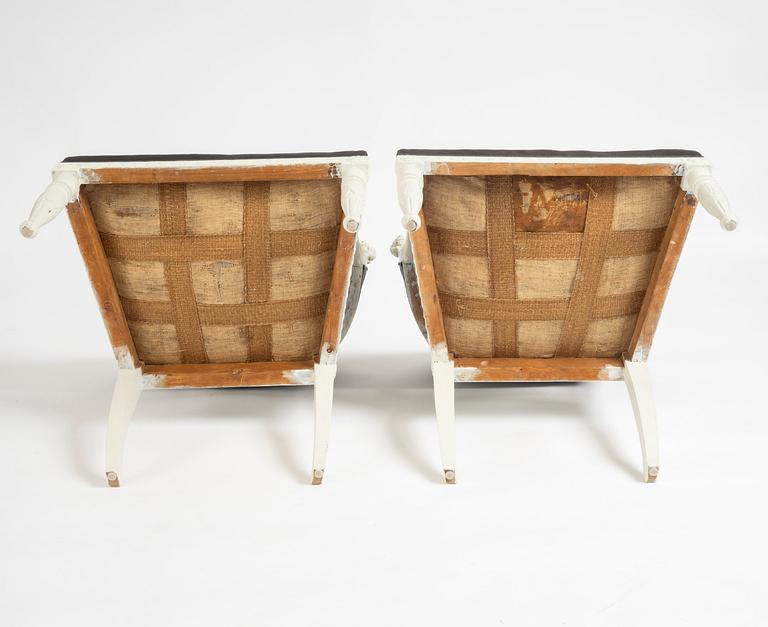 A matched pair of late Gustavian armchairs.