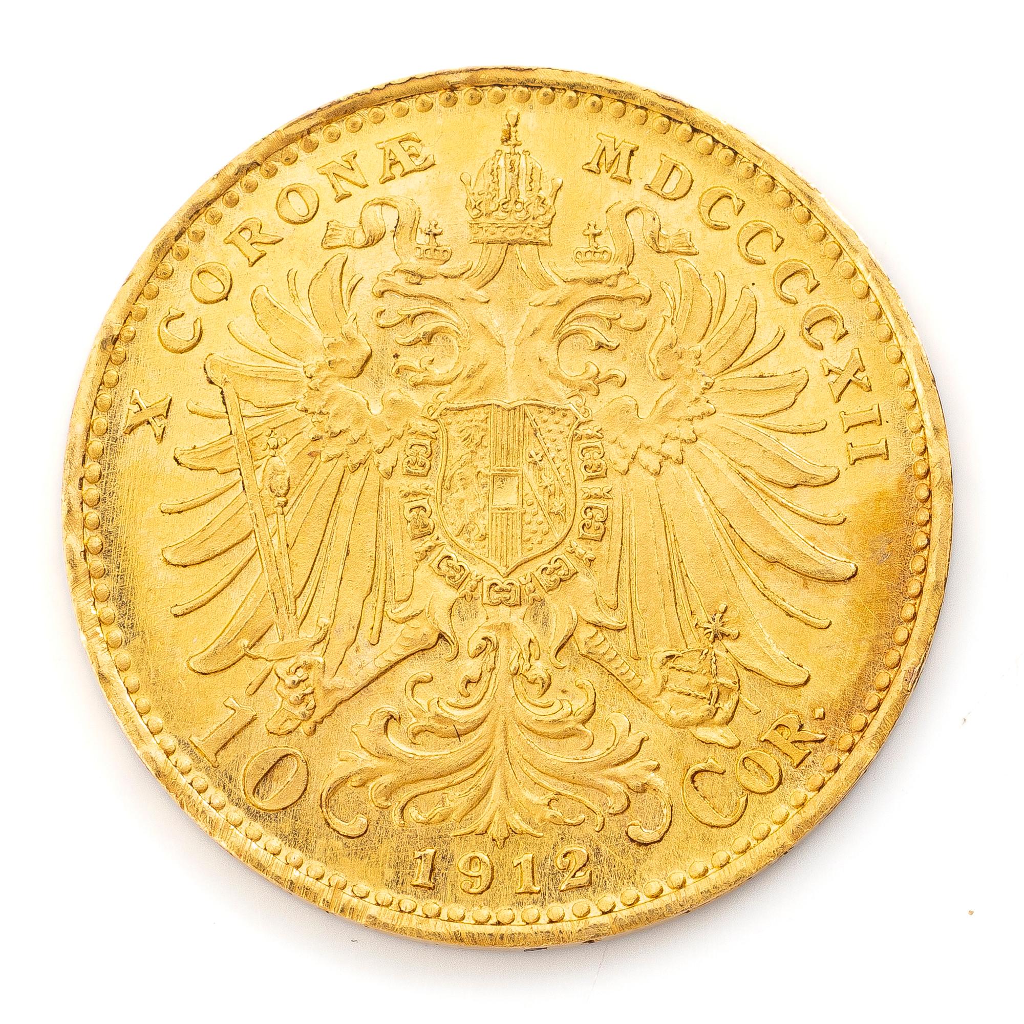Guldmynt, Österrike-Ungern, Franz Joseph, 10 Corona, 1912.