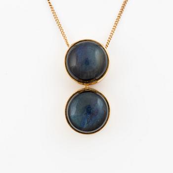 Pendant with chain 18K gold with spectrolite.