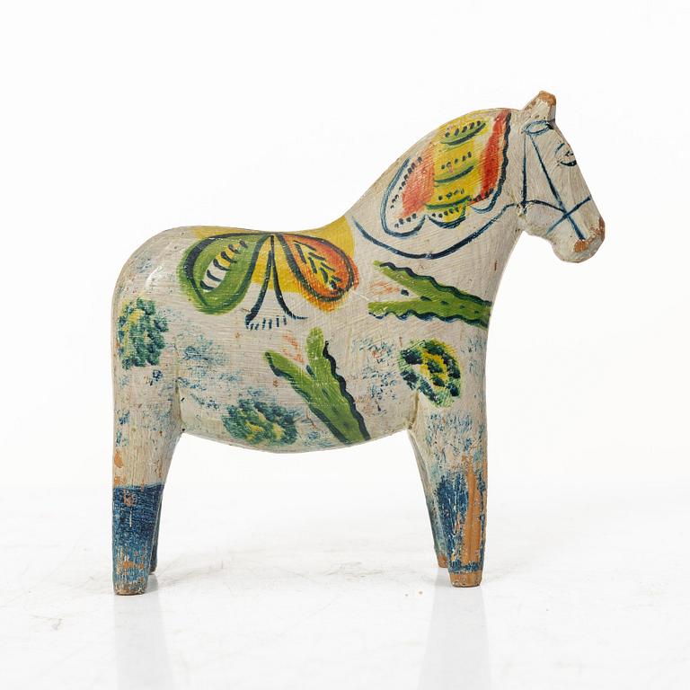 Dala horse, folk art, Nissergården, Vattnäs, dated 1925.