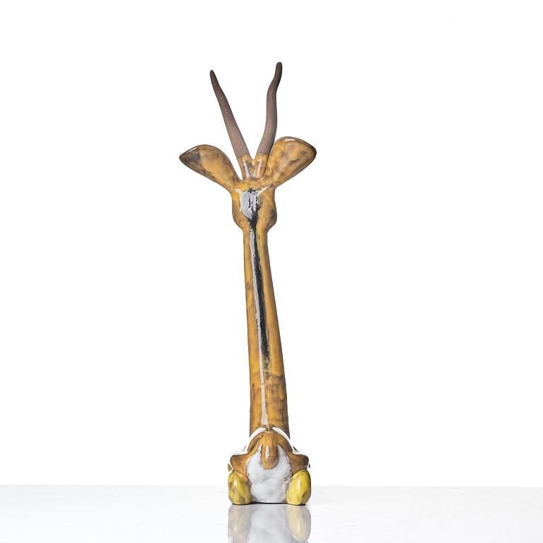 Vicke Lindstrand, a glazed ceramic sculpture of a gazelle, Upsala-Ekeby, Sweden, 1948-60.