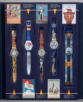 ARMBANDSUR, 9 st, "Swatch Historical Olympic Games Collection", Swatch, 1995.