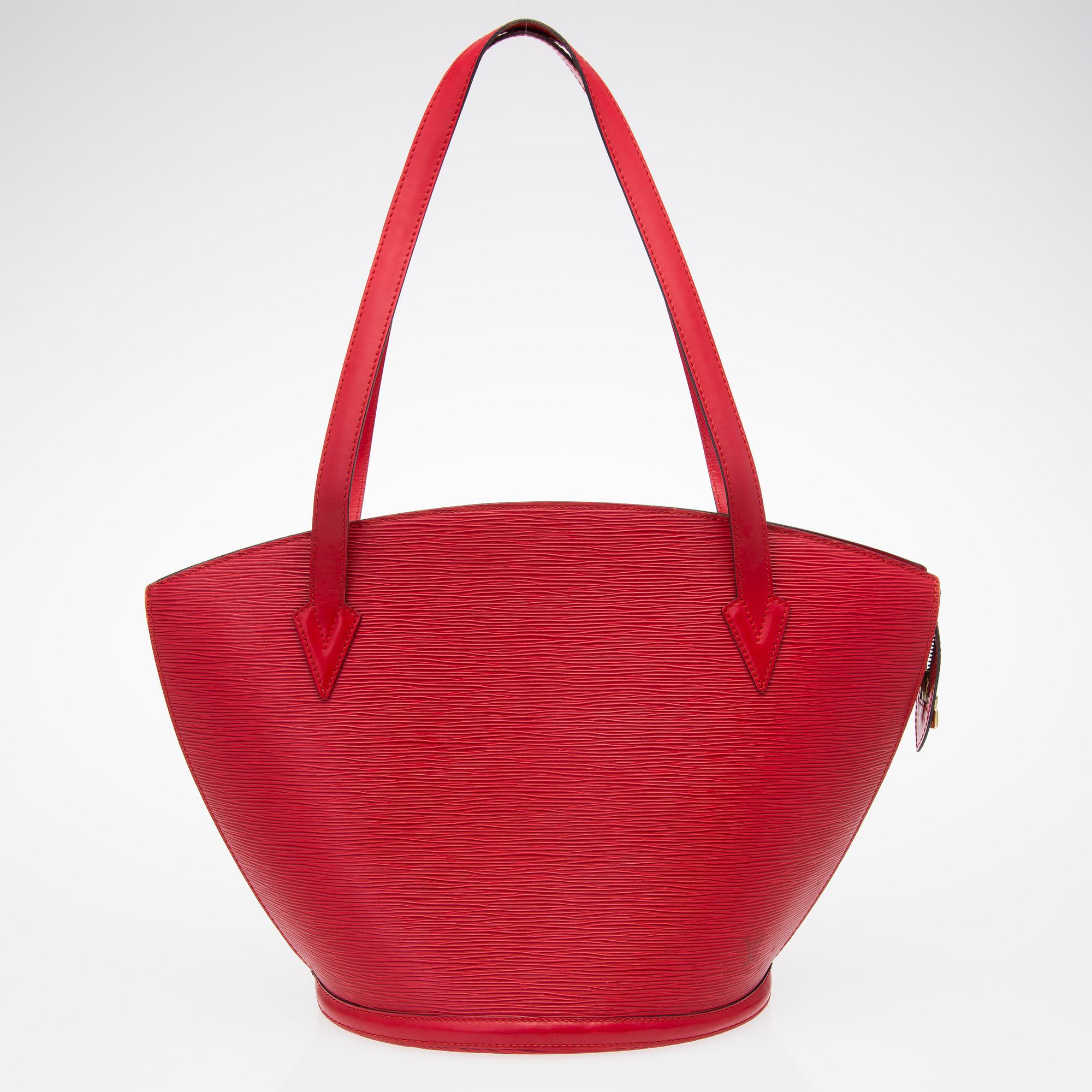 RED EPI LEATHER SAINT JACQUES GM TOTE BAG.
