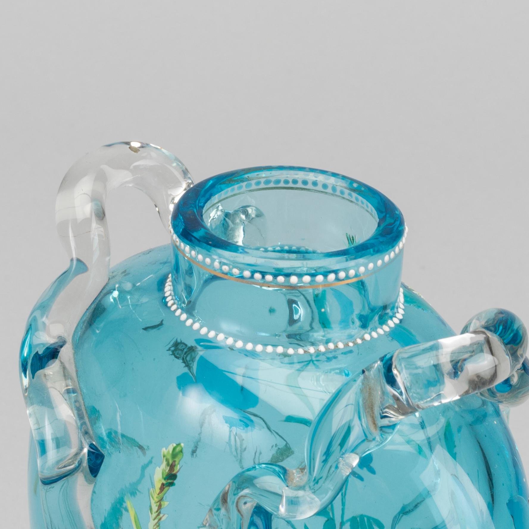 ERNEST LEVEILLÉ, a signed handpainted glass vase.