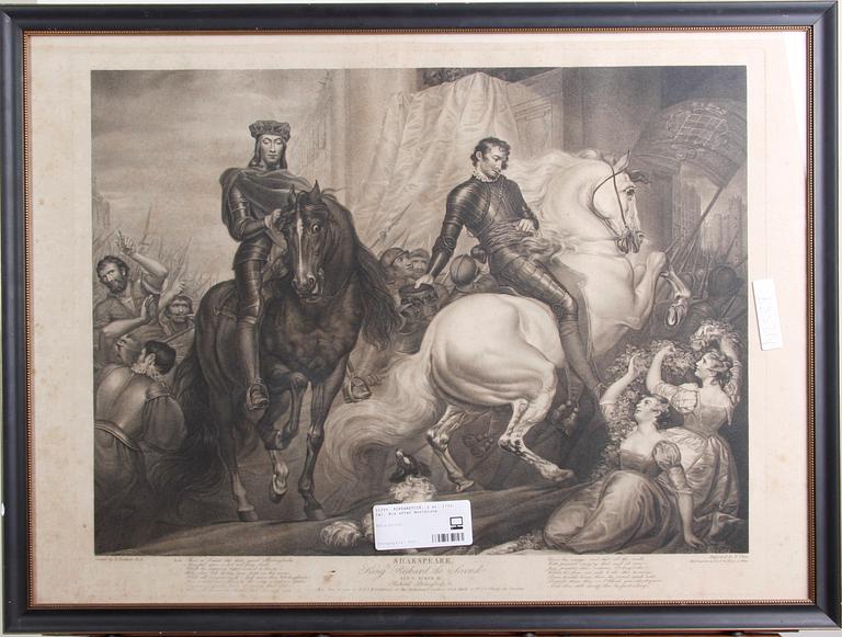 KOPPARSTICK, 2 st. 1700-tal. Bla efter Northcote.