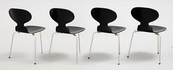 STOLAR, 4 st, "Myran", Arne Jacobsen, Fritz Hansen, 1900-talets mitt.