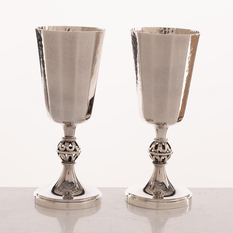 Eric Löfman, A set of twelve silver vodka glasses, KG Markströms, Uppsala 1972.