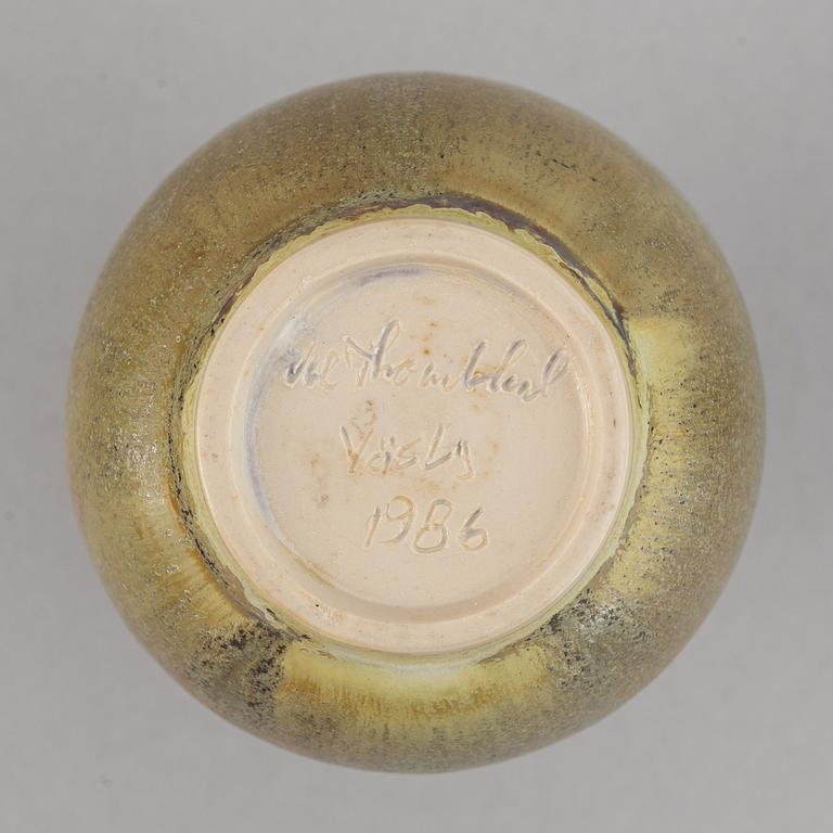 A set five stoneware vases and two bowls, including Tomas Anagrius and Atte Holm, Höganäs.