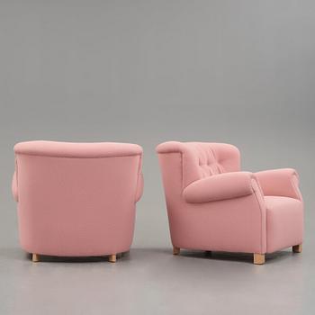 FRITZ HANSEN, fåtöljer ett par, modell 1518 B, 1940-tal.