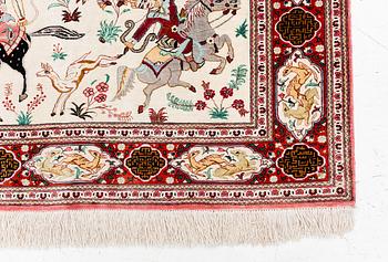 Carpet, Ghom, figural, 154 x 106 cm.
