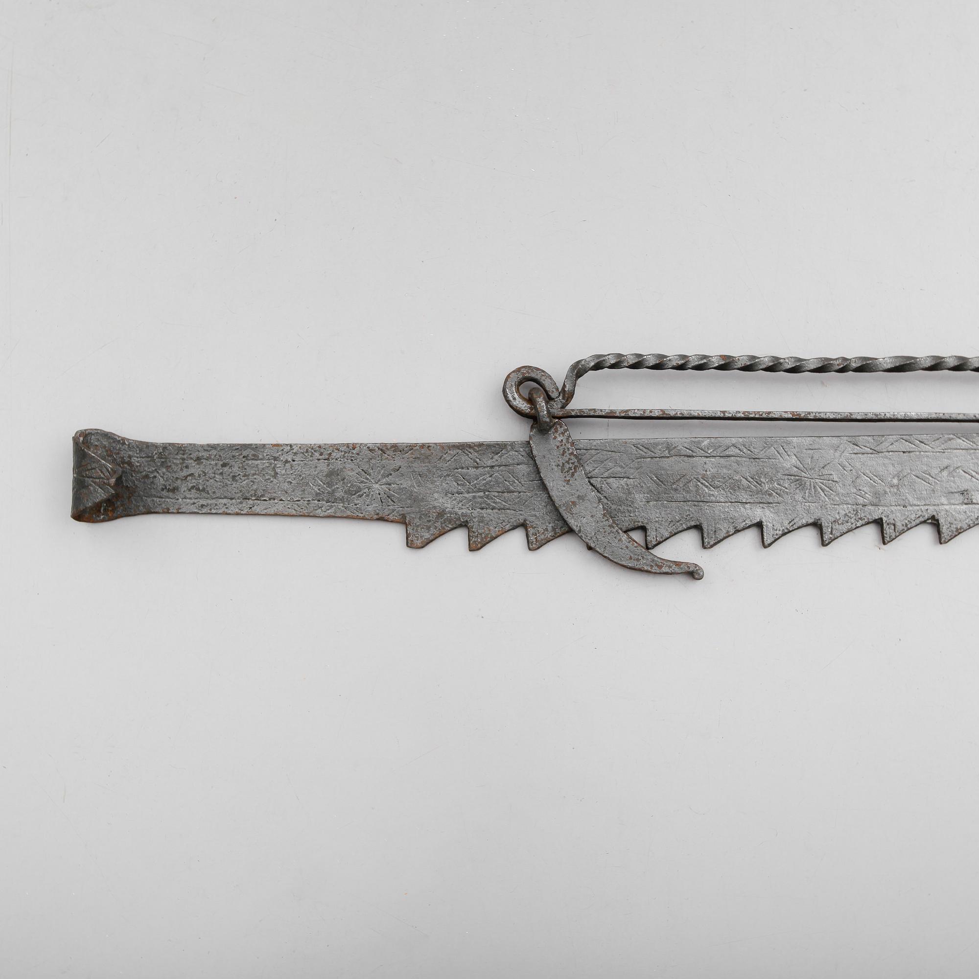 GRYTHÅLLARE, smide, för öppen spis, 1700-tal.