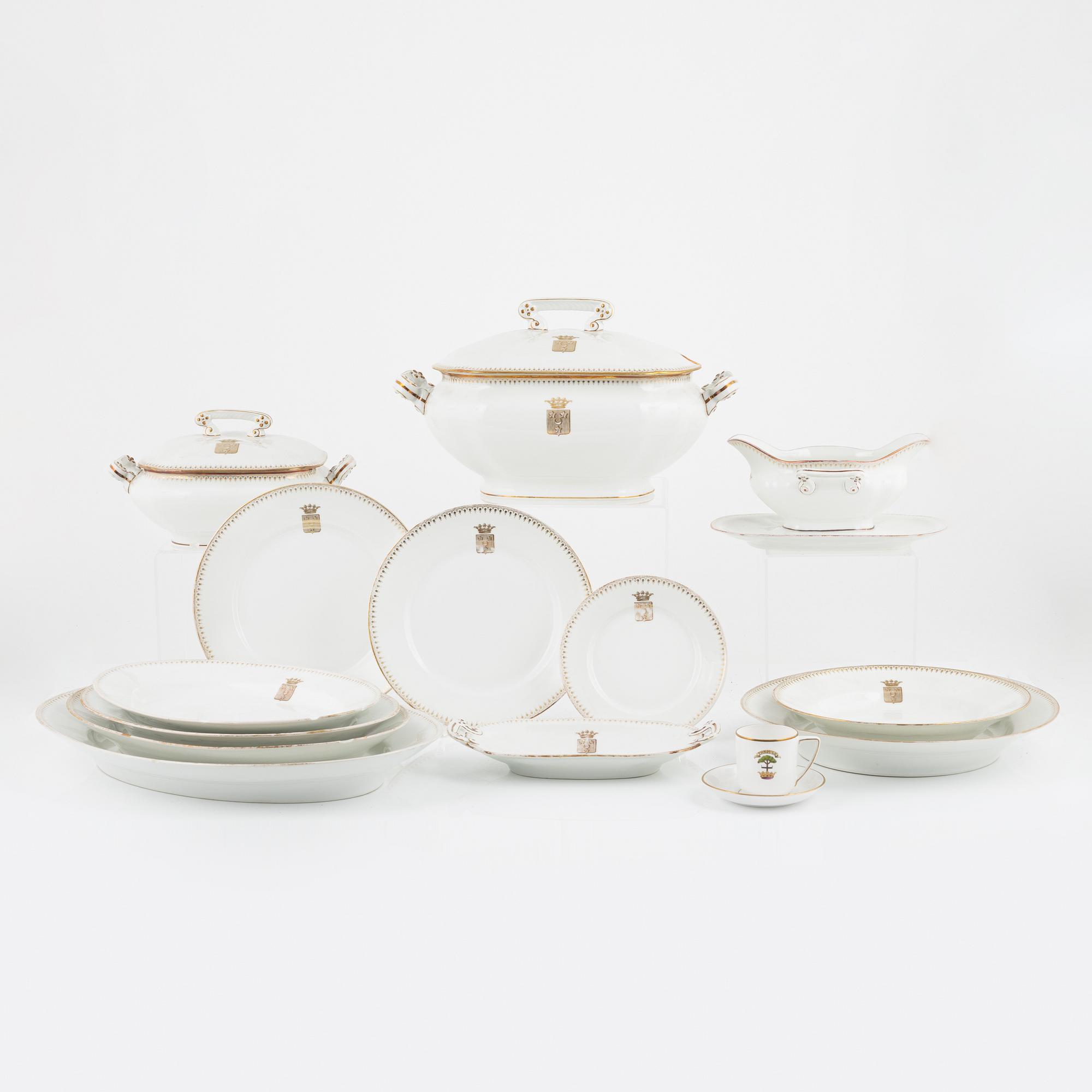 A 82 piece porcelin dinner service, France. With the Hamilton family coat of arms.