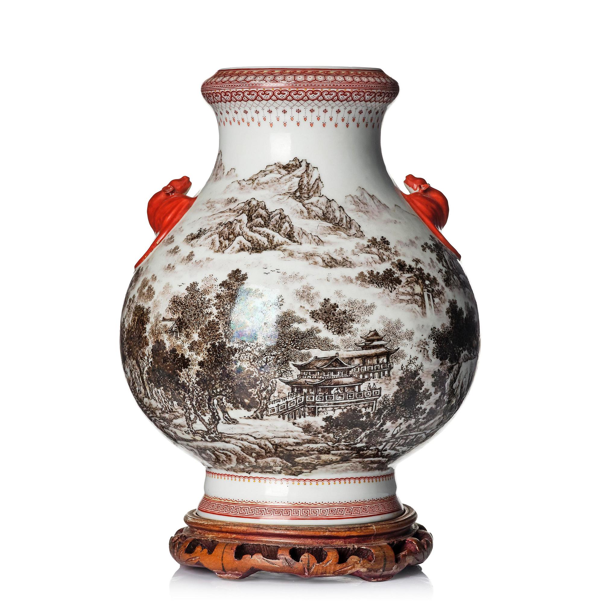 Urna, porslin. Kina, Republik, 1900-tal.