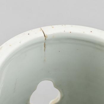 Two Chinese blue and white porcelain hat stands, Qing dynasty, 19th century.