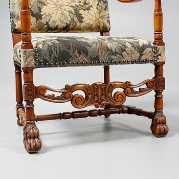 KARMSTOLAR, ett par, barockstil, omkring 1900-talets mitt.
