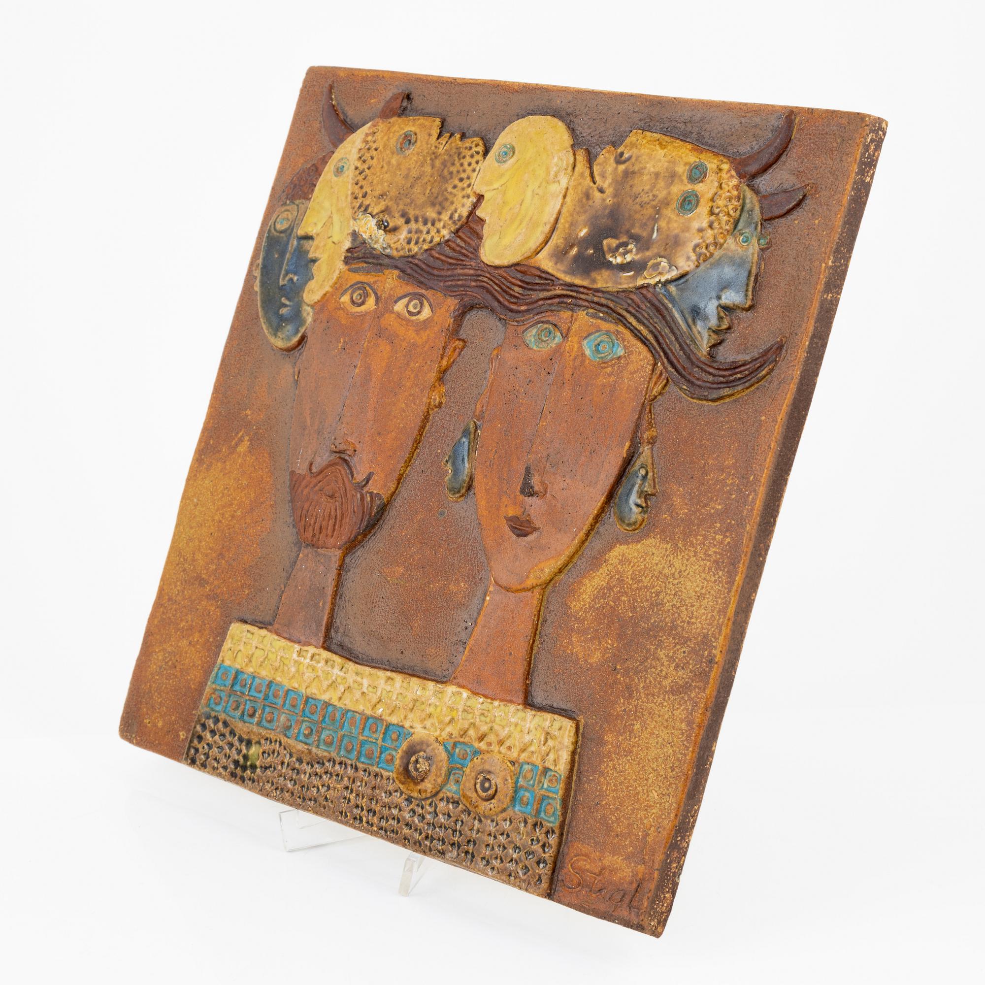 Stig Lindberg, väggplakett, stengods, Gustavsberg.