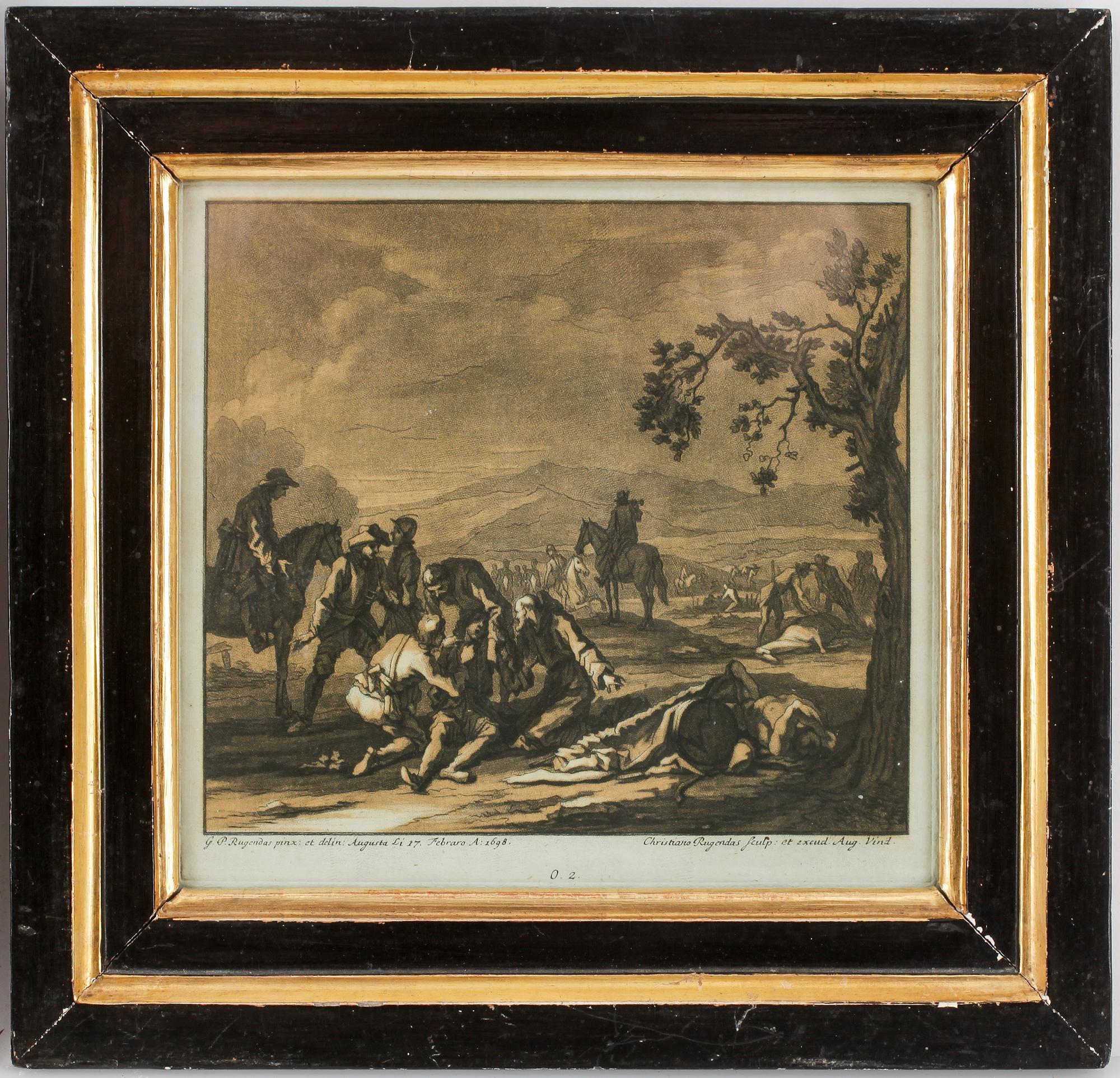 GEORG PHILIPP RUGENDAS, efter, 2 st, mezzotintetsningar, utförda av Christiano Rugendas.