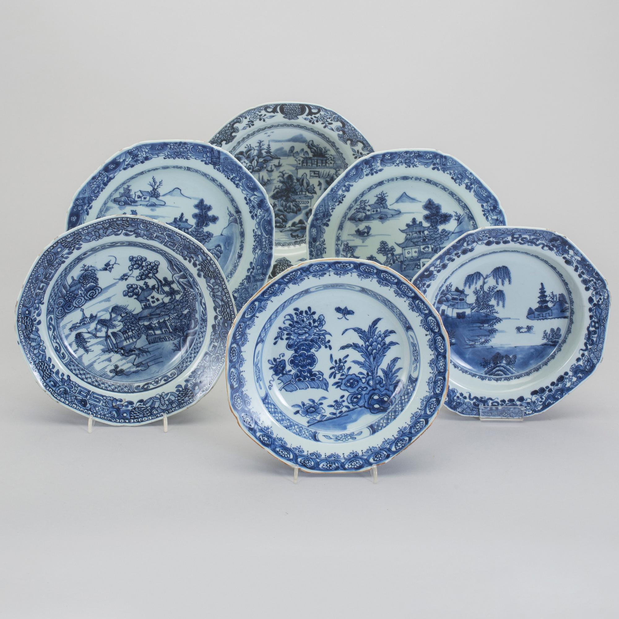 TALLRIKAR, 6 st, porslin, Qingdynastin, Qianlong (1736-95).