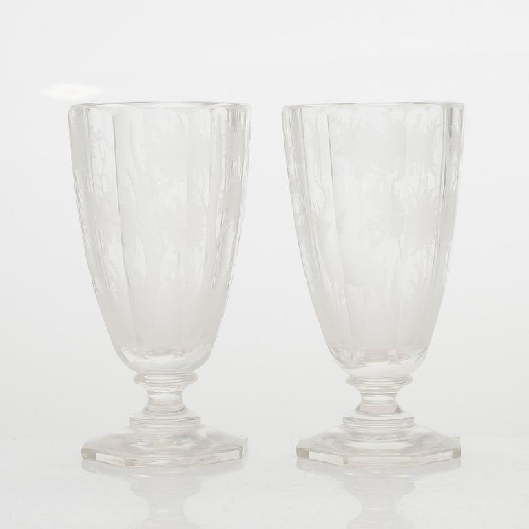 Bålskål med lock och tio glas, 1910-30-tal.