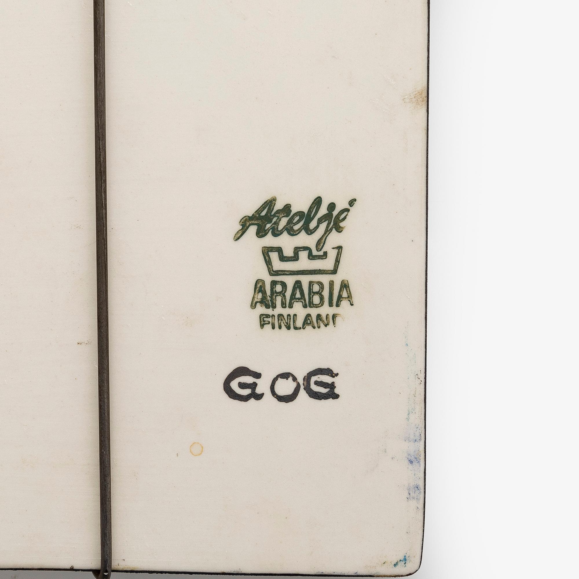 Gunvor Olin-Grönqvist, Wall plaque, ceramic, signed, Arabia.