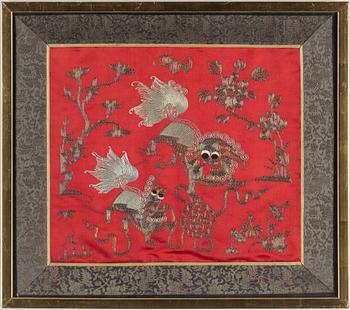 Seven Chinese textiles, 20th century.
