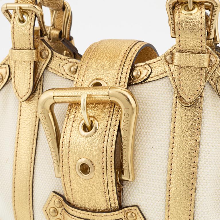 Louis Vuitton, a white canvas and gold 'Theda PM' bag, 2004.
