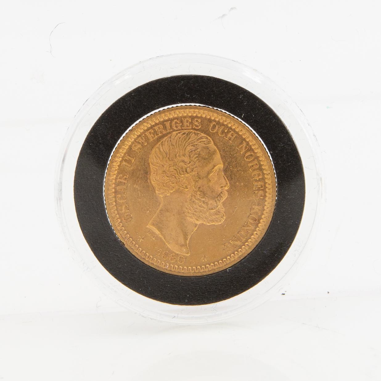 Gold coin Sweden, Oscar II 20 kr, 1880.