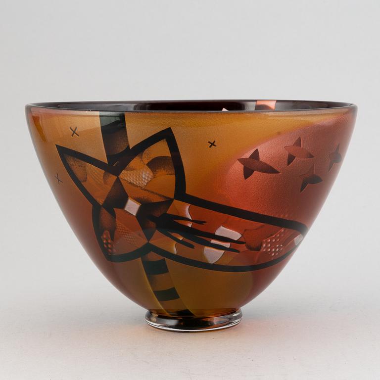 Bertil Vallien, a unique glass bowl, Kosta, Sweden.