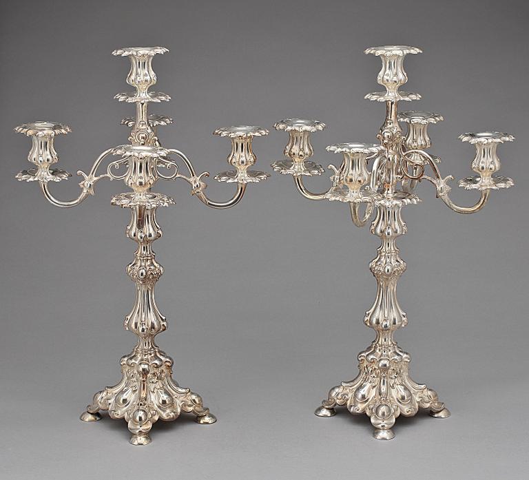 KANDELABRAR, ett par, nysilver, Henninger & Co, Tyskland,  1900-talets första hälft/mitt.