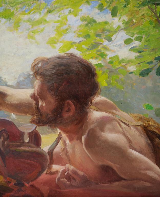 Gottfrid Kallstenius, Reclining woman with faun.