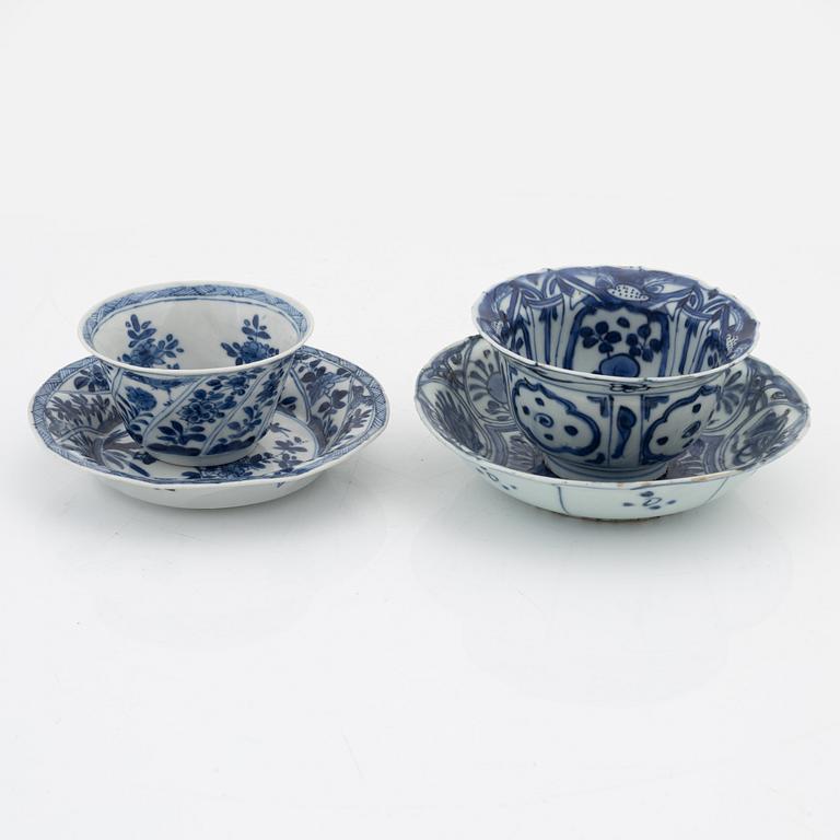 Two cups with saucers, Ming and Qing dynasty, 17th century.
