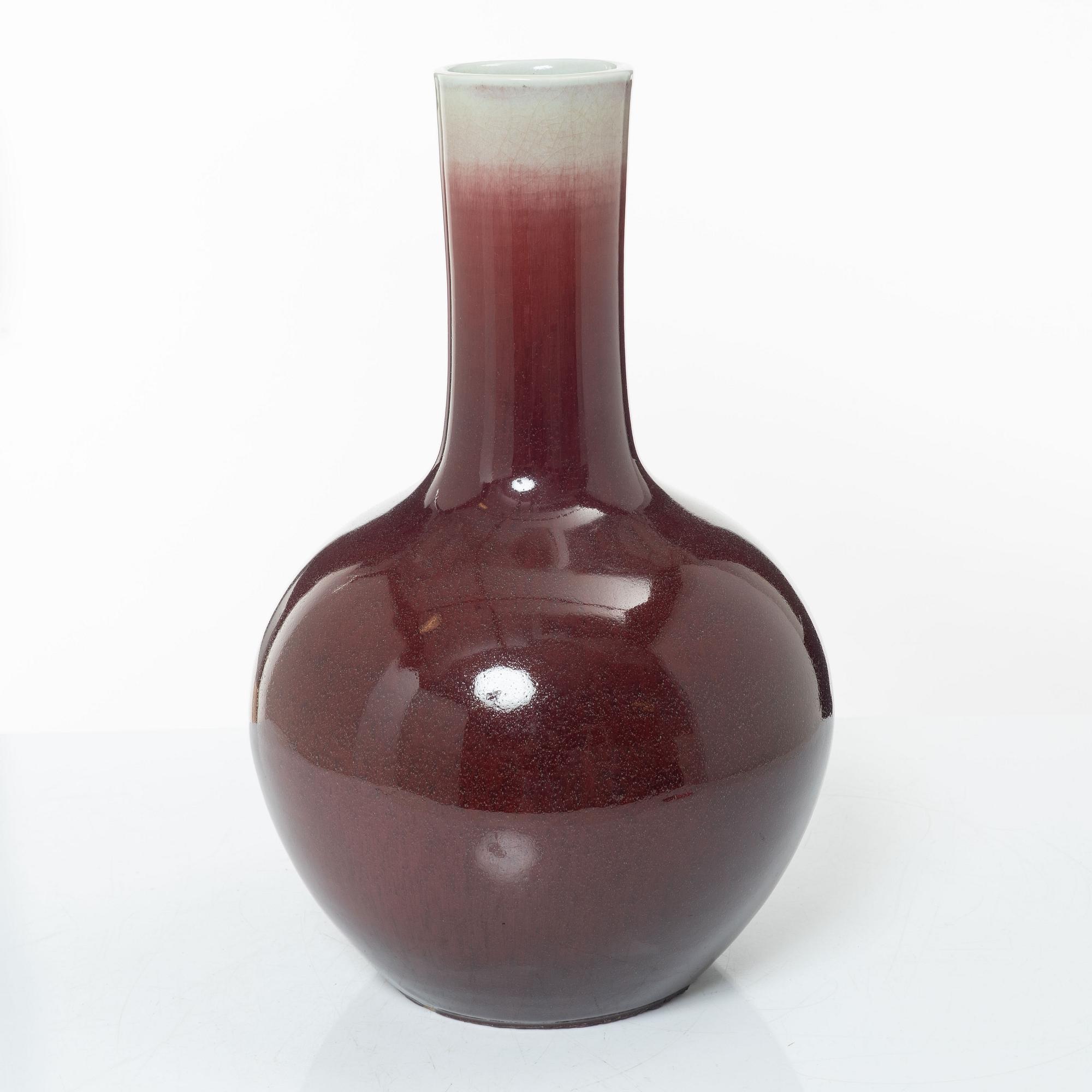 A Chinese sang de boeuf glazed vase, 20th century.