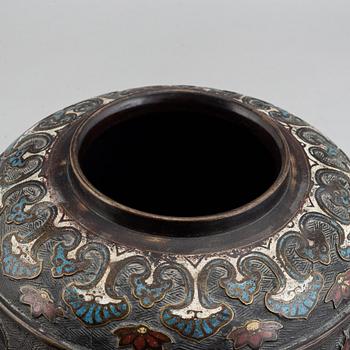 A Chinese bronze and enamelled vase, 20th century.