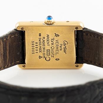 must de CARTIER, Tank, wristwatch, 23 x 23,5 (30,5) mm.