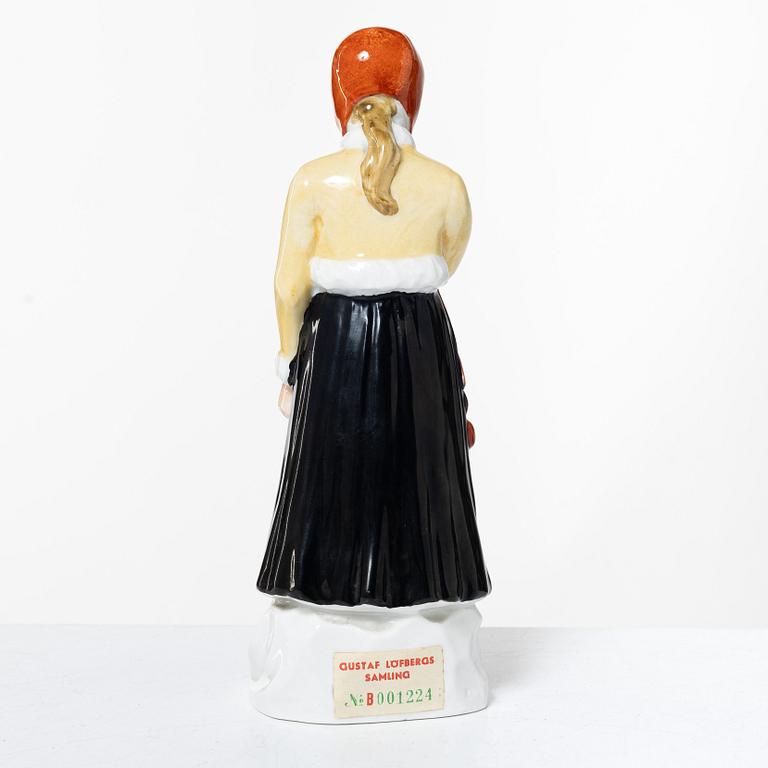 Hilma Persson-Hjelm, "Jössehärad", a porcelain figurine and an Art Nouveau bowl, Rörstrand, early 20th century.