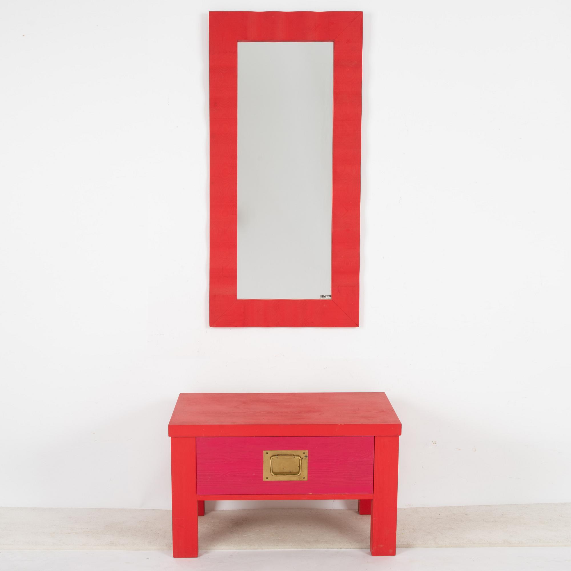 Erik Höglund, spegel och byrå/hallmöbel, Eriksmåla glas, 1960/70-tal.