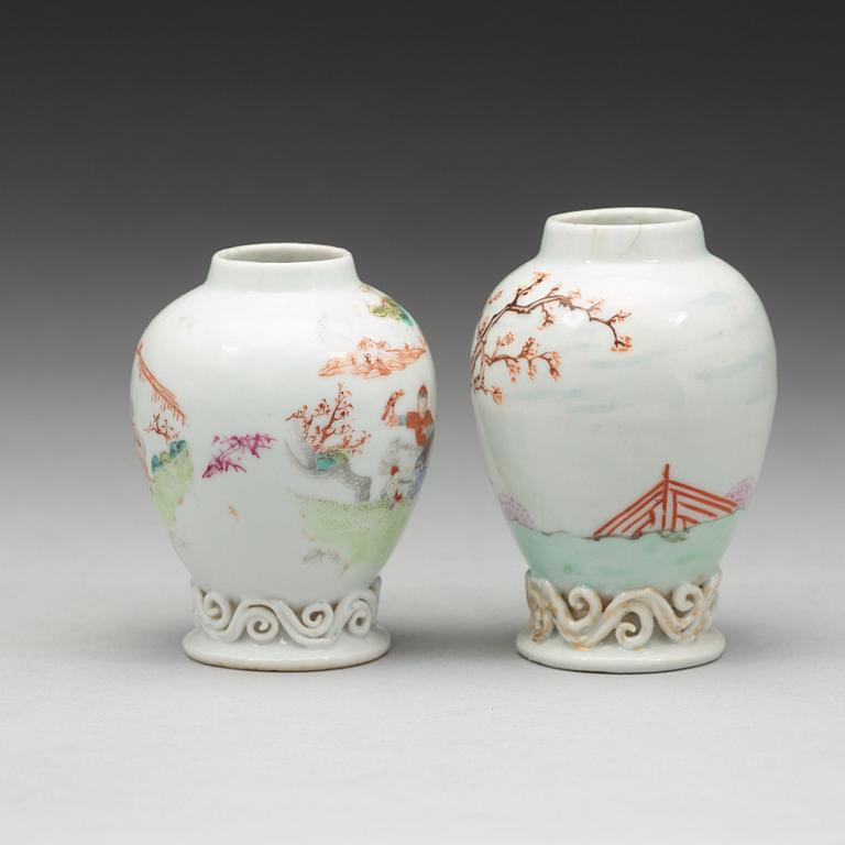 Two famille rose tea caddys, Qing dynasty, Qianlong (1736-95).