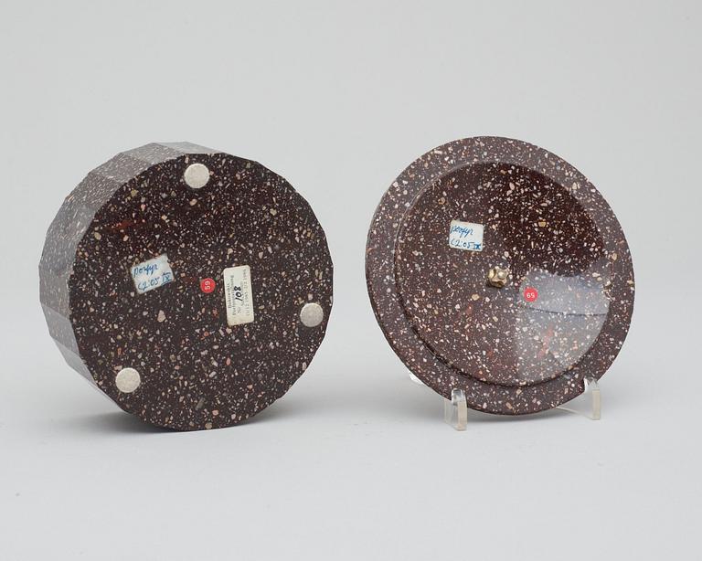 A Swedish Empire 19th century porphyry butter box.