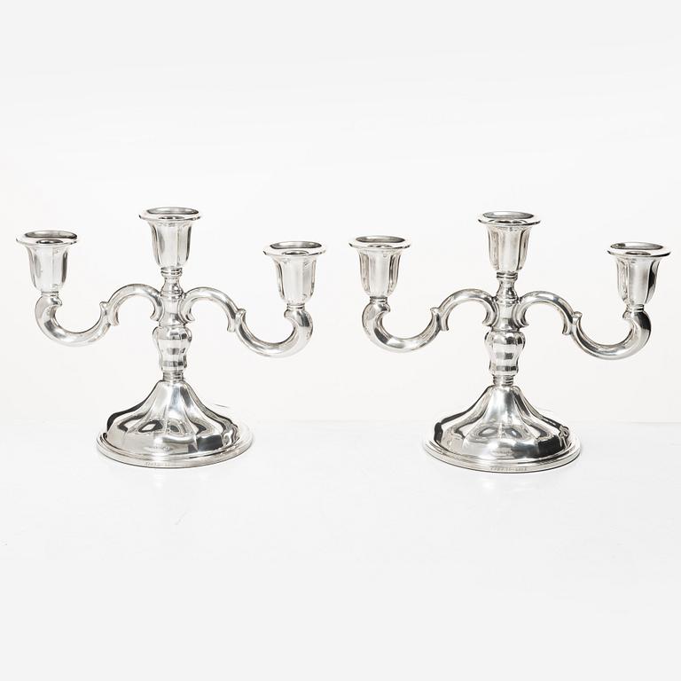 Candelabras, a pair, silver, 20th century.