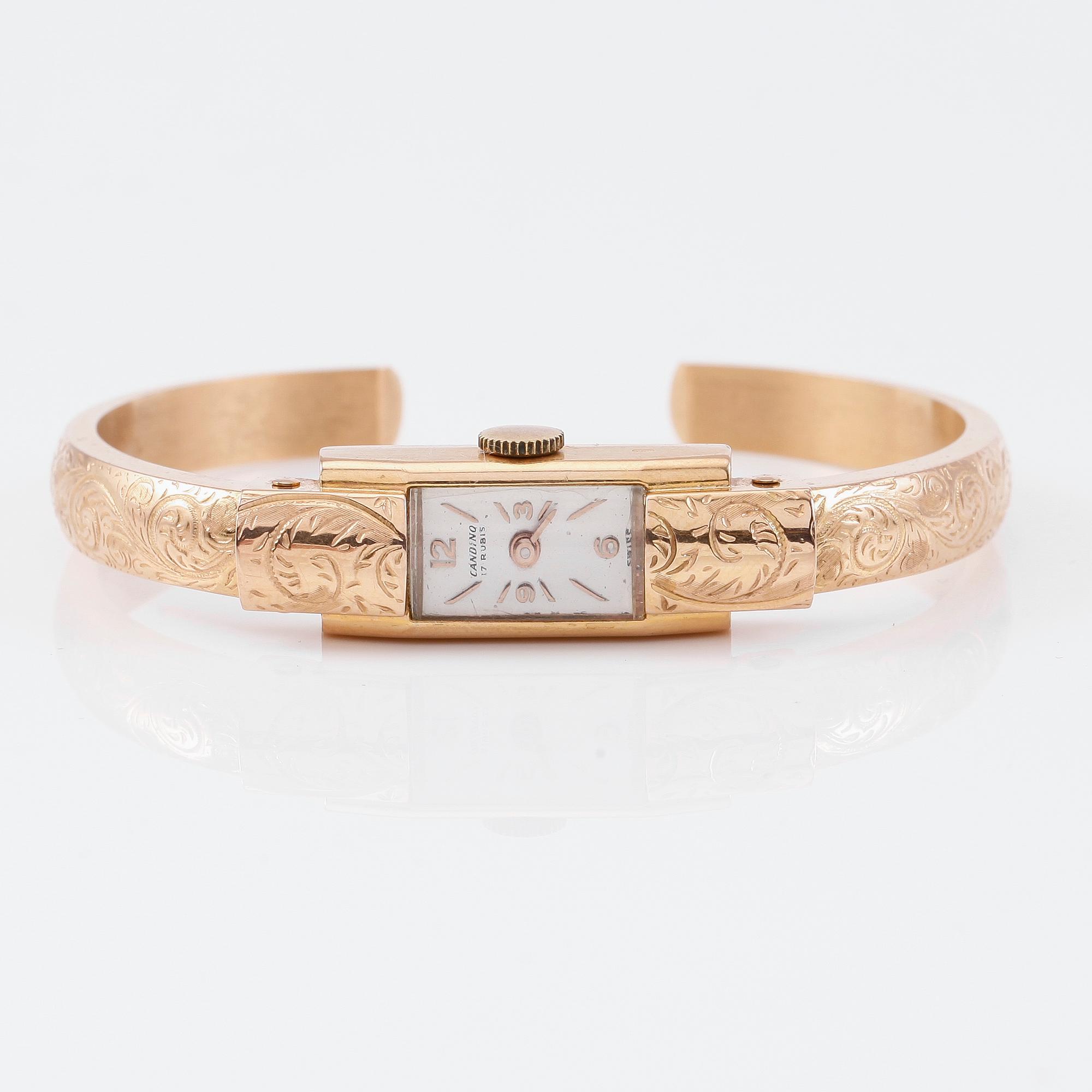 ARMBANDSUR, 18K guld, Candino, total vikt inkl urverk ca 12 g.