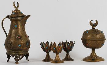 PARTI DIVERSE, 5 delar, metall, orientaliskt, 1900-tal.