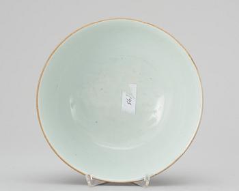 A powder blue bowl, Qing dynasty with seal mark in underglaze blue.