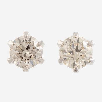 Earrings, a pair, 18K white gold with brilliant-cut diamonds.